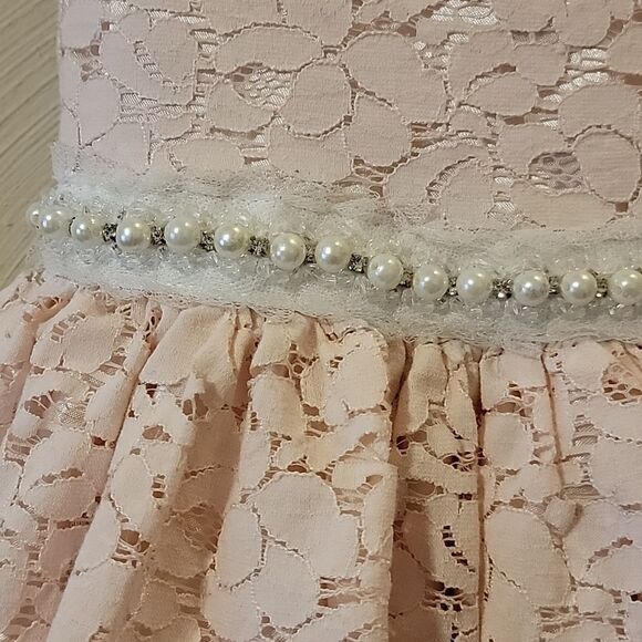 AMERICAN PRINCESS LIGHT PINK LACE OVERLAY SPECIAL OCCASION DRESS, SIZE 4 - Picture 3 of 9